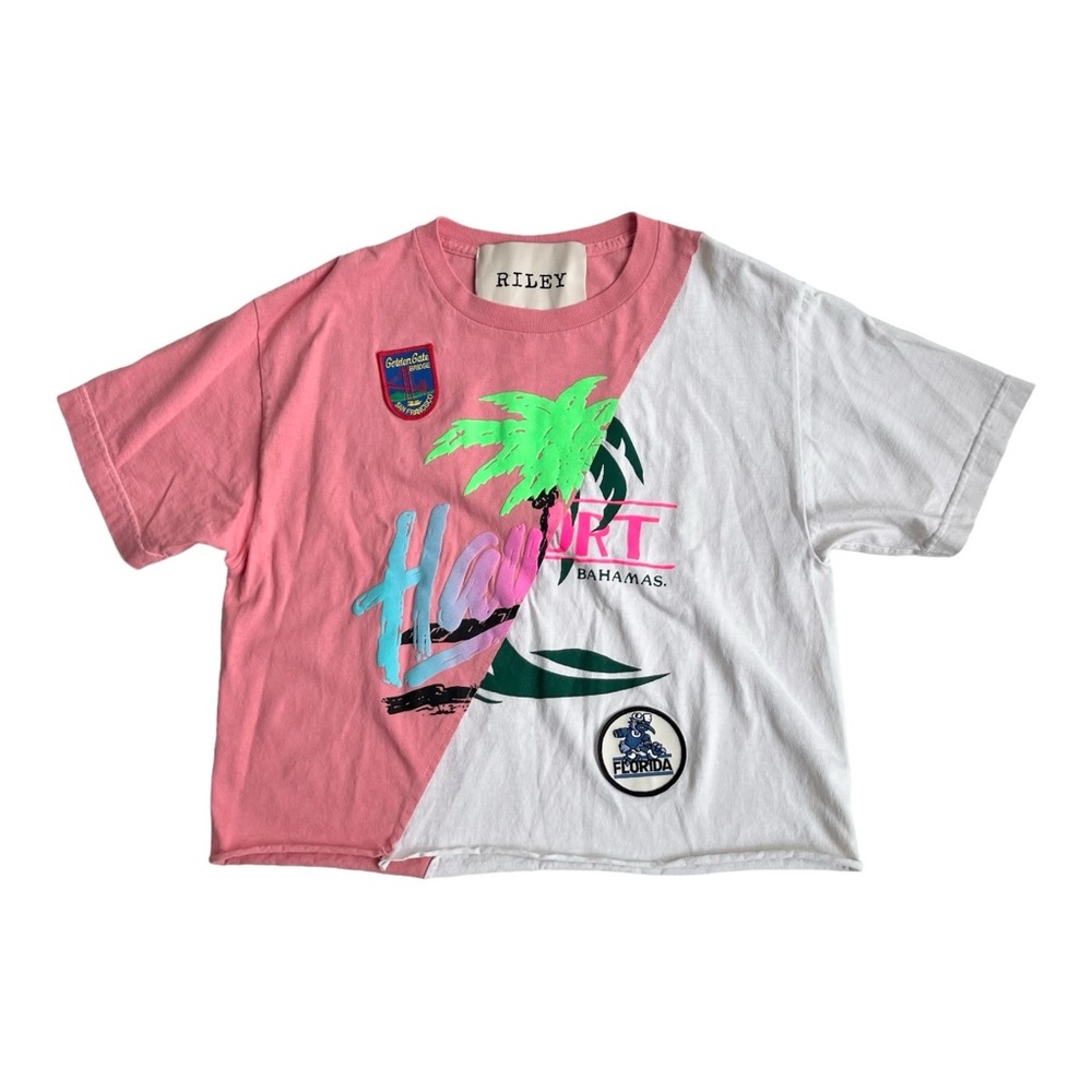 RILEY 1880 Vintage Custom Patchwork Graphic Cropped T-Shirt
